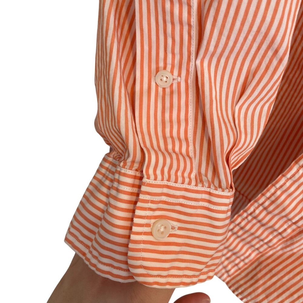 Vintage 90s Polo Ralph Lauren Orange White Stripe Custom Fit Dress Shirt Size XL - Picture 12 of 16